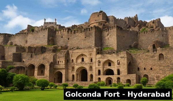 Historic Golconda Fort overlooking bustling Rajendra Nagar